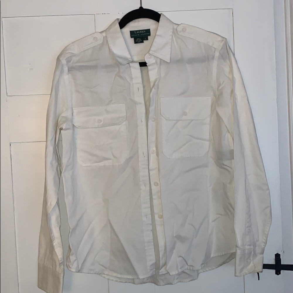 Plain white Ralph Lauren button down